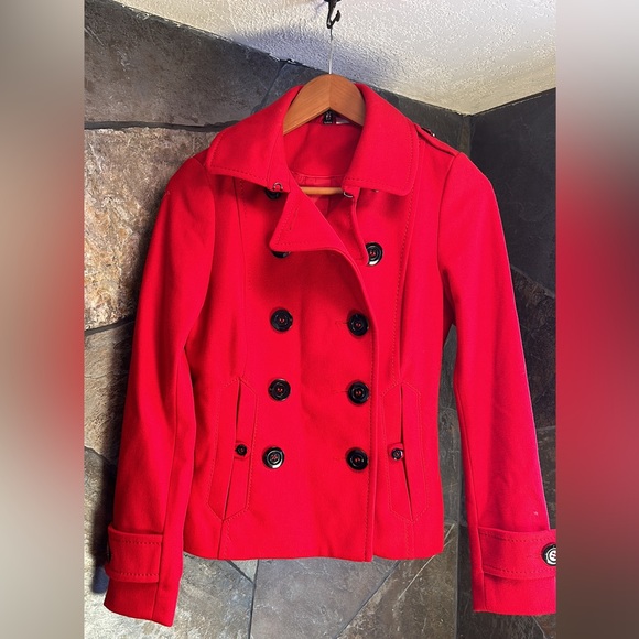 Red, Divided pea coat - Picture 1 of 7